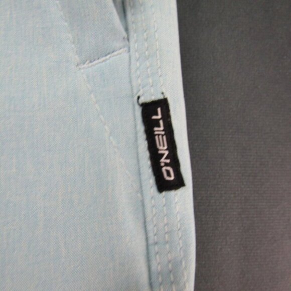 O'Neill Hybrid Light Blue Shorts Mens Size 38 Zip Pocket New Flaws Read - Picture 3 of 12